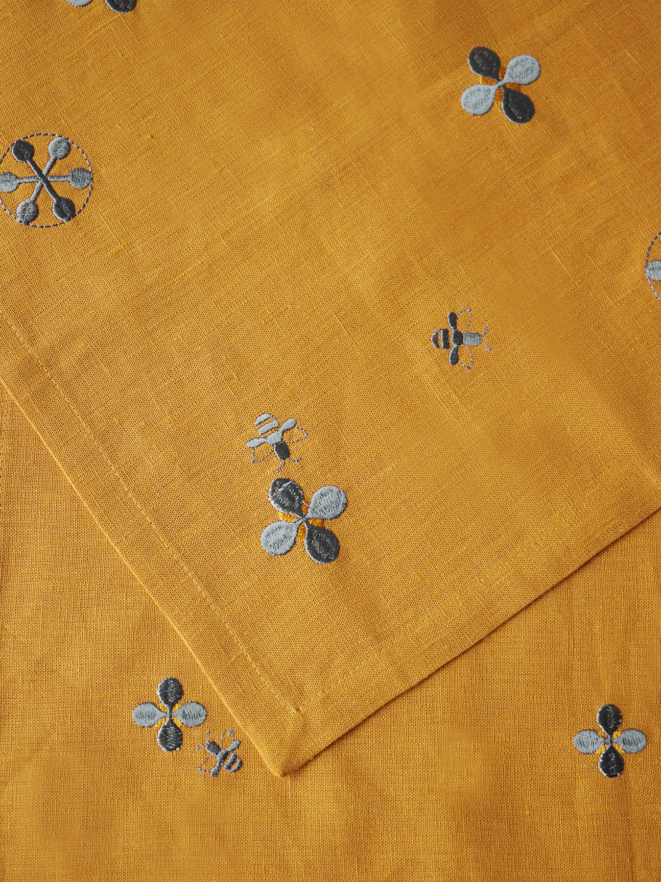 Набір з 2-х серветок столових з льону з машинною вишивкою "Мед" в кольорі шафран GNIZDO модель LTNMEHC-011 Фото