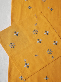 Набір з 2-х серветок столових з льону з машинною вишивкою "Мед" в кольорі шафран GNIZDO модель LTNMEHC-011 Фото