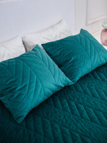 Покривало двостороннє стьобане на ліжко зелений МАЕСТРО Модель 104214 Фото