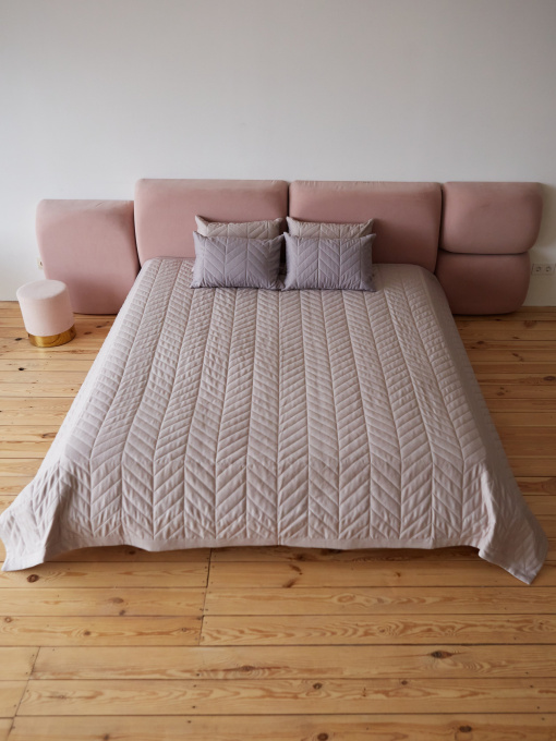 Покривало двостороннє стьобане на ліжко тауп МАЕСТРО Модель 102355 Фото