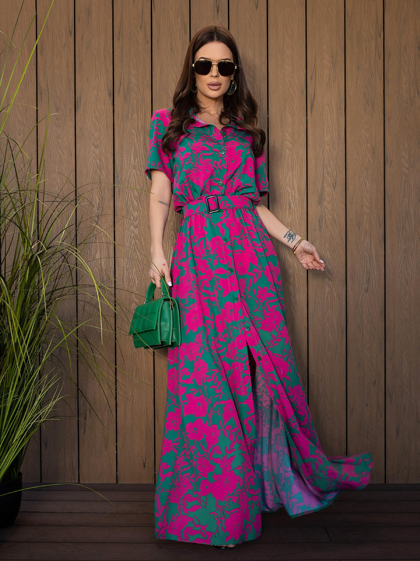 Сукня максі ISSA Plus модель 14528A_мультиколор Фото