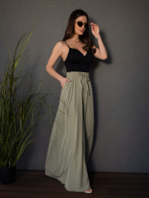 Брюки палаццо ISSA Plus модель SA-527_оливковый Фото