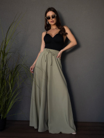 Брюки палаццо ISSA Plus модель SA-527_оливковый Фото