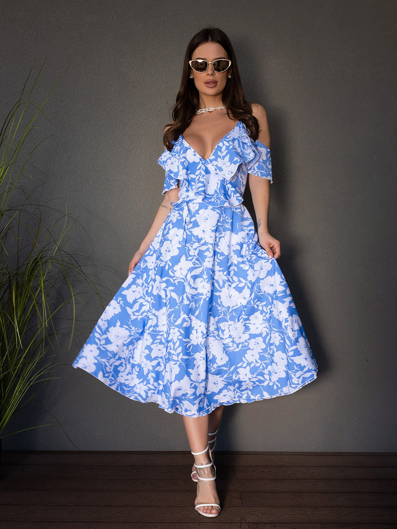 Сукня міді ISSA Plus модель 14674_голубой Фото