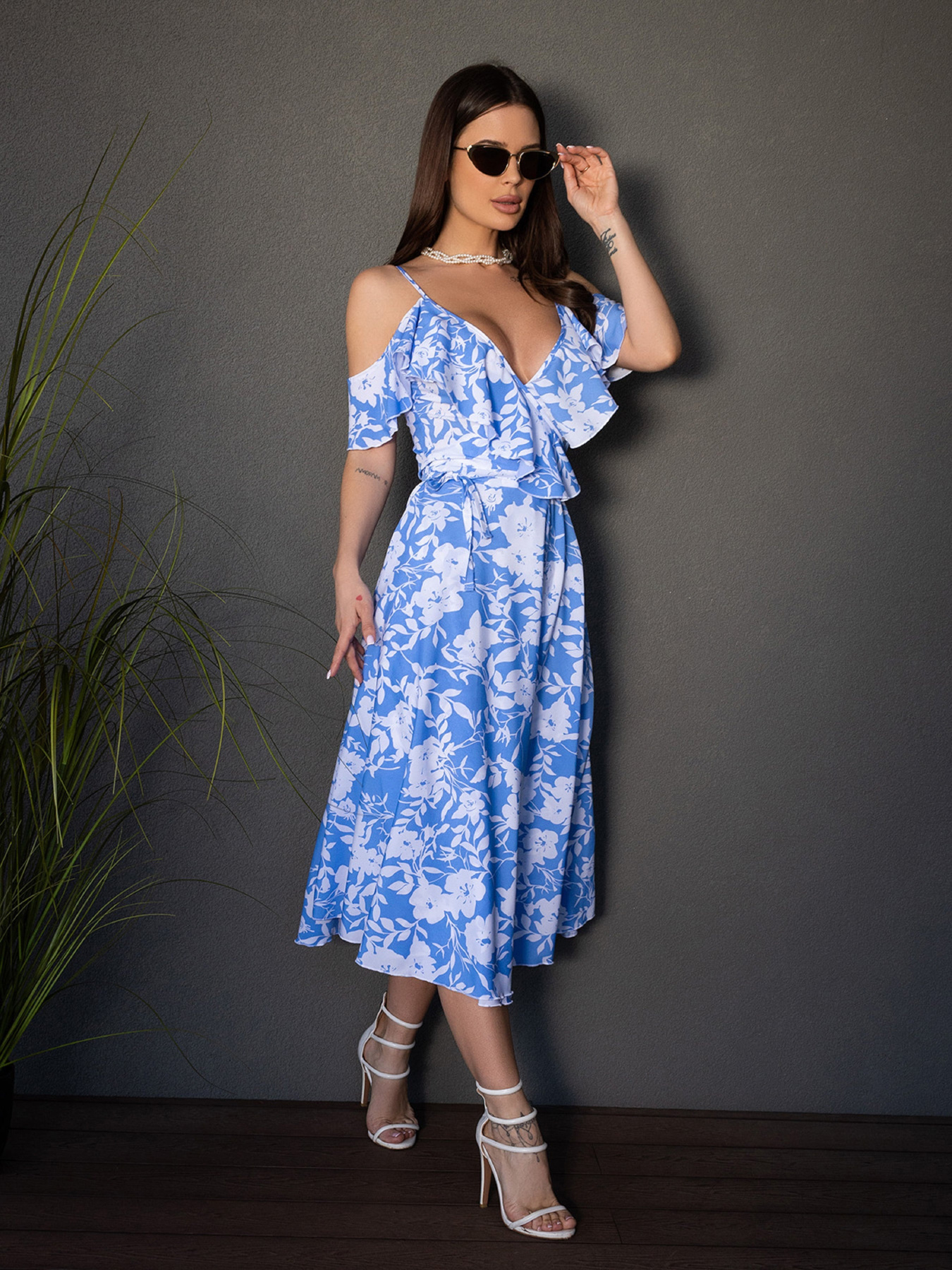 Сукня міді ISSA Plus модель 14674_голубой Фото