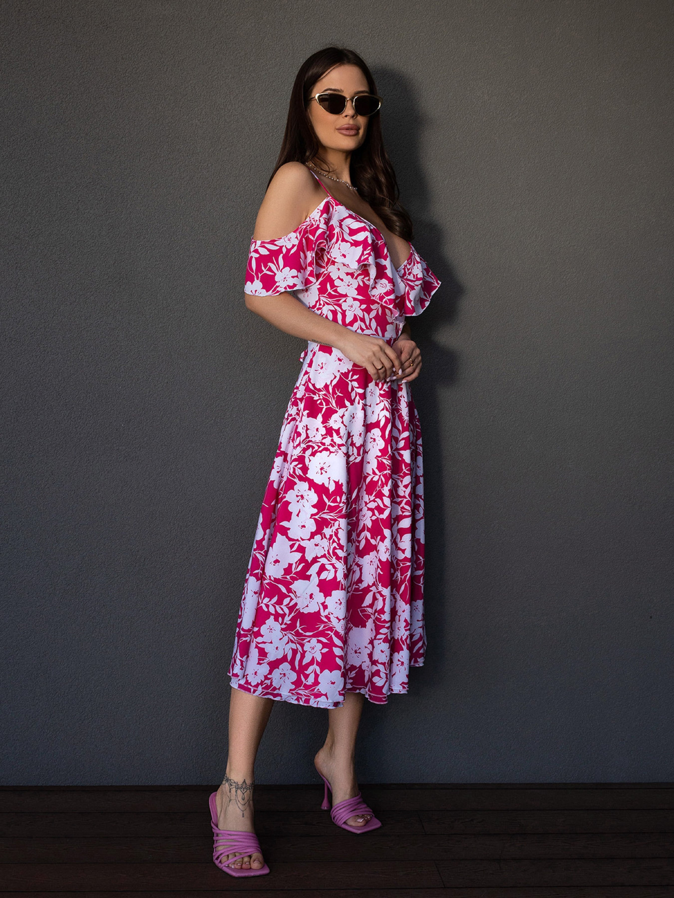 Сукня міді ISSA Plus модель 14674_малиновый Фото