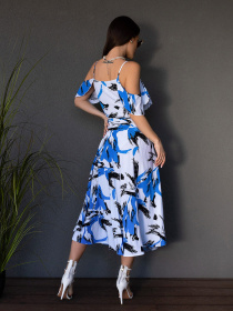 Сарафан ISSA Plus модель 14678_белый_голубой Фото