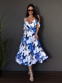 Сарафан ISSA Plus модель 14678_белый_голубой Фото