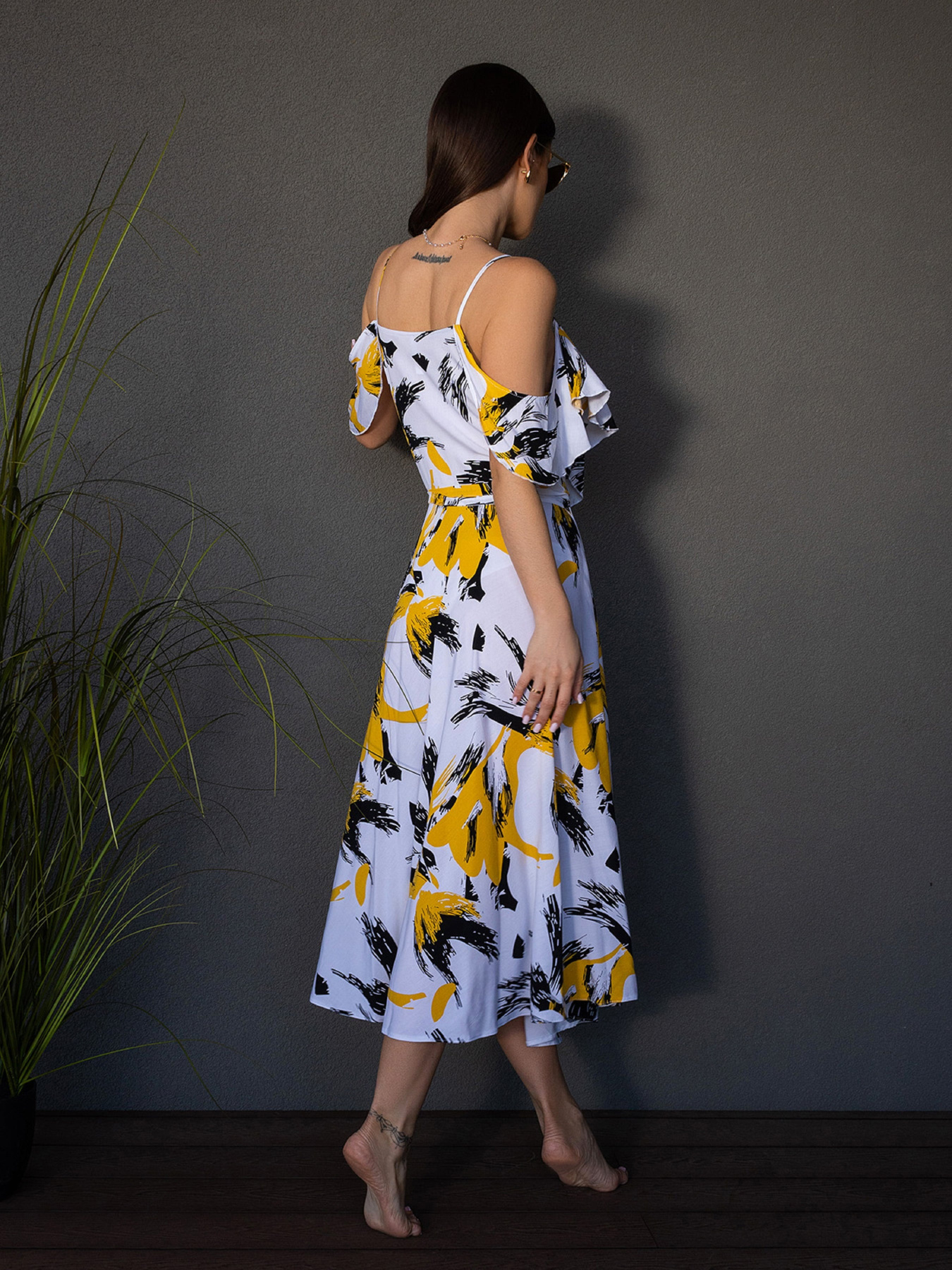 Сарафан ISSA Plus модель 14678_белый_желтый Фото