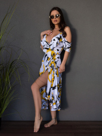 Сарафан ISSA Plus модель 14678_белый_желтый Фото