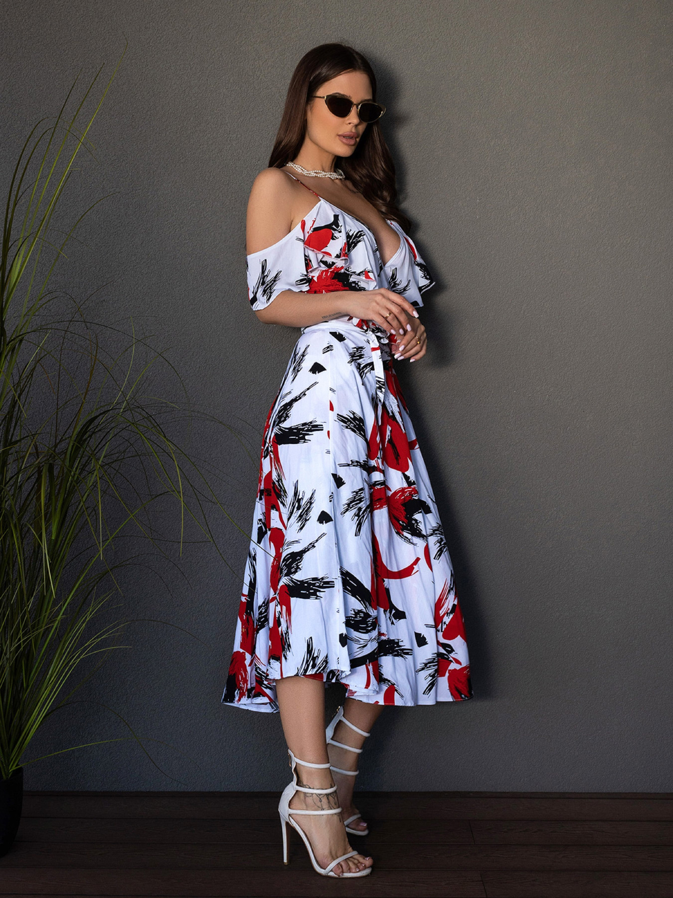 Сарафан ISSA Plus модель 14678_белый_красный Фото