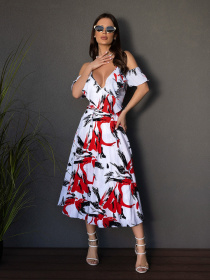 Сарафан ISSA Plus модель 14678_белый_красный Фото