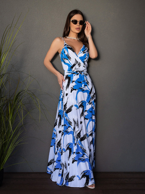 Сарафан ISSA Plus модель 14679_белый_голубой Фото