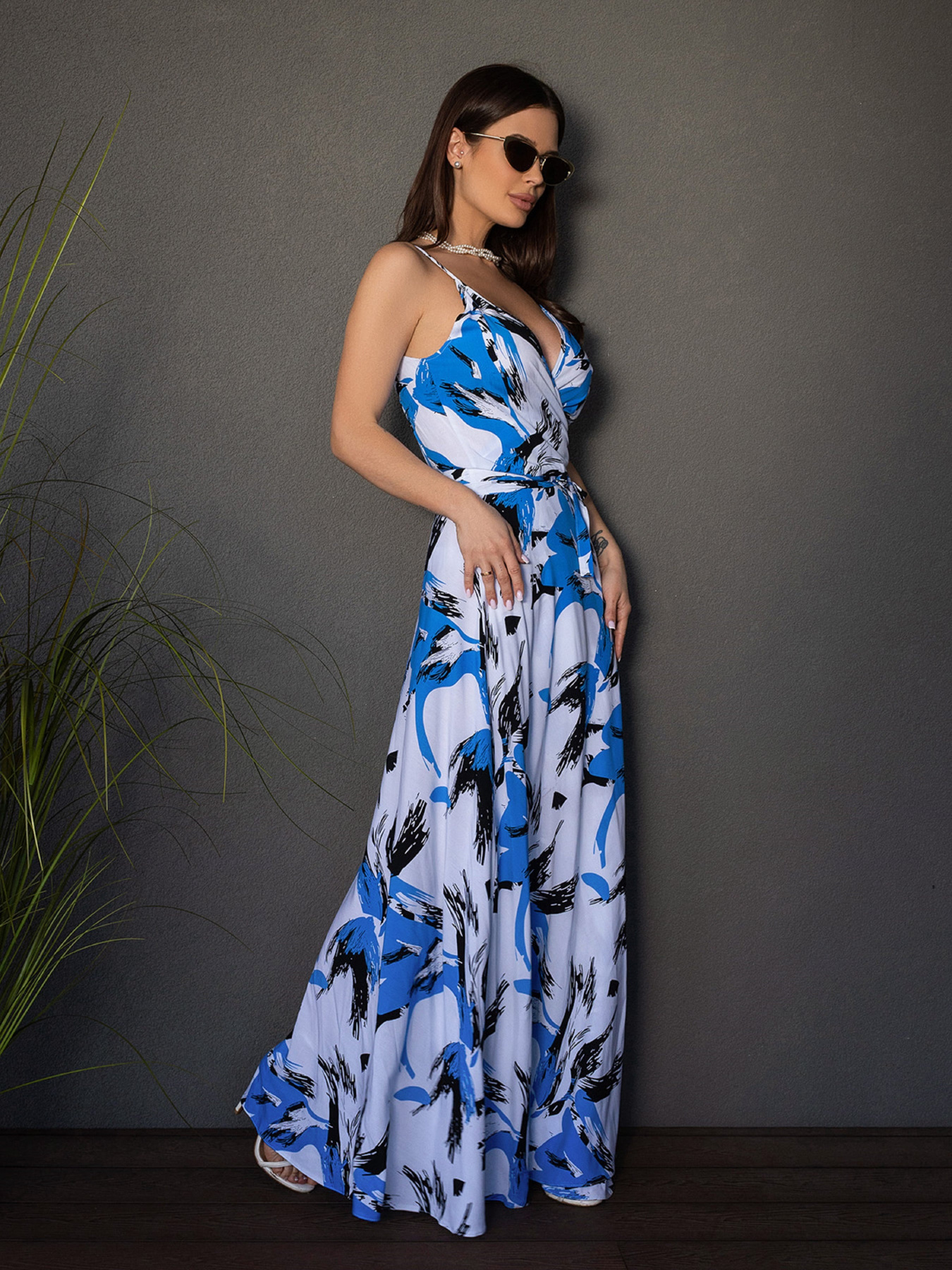 Сарафан ISSA Plus модель 14679_белый_голубой Фото