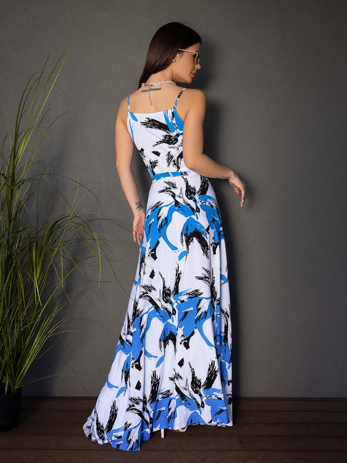 Сарафан ISSA Plus модель 14679_белый_голубой Фото