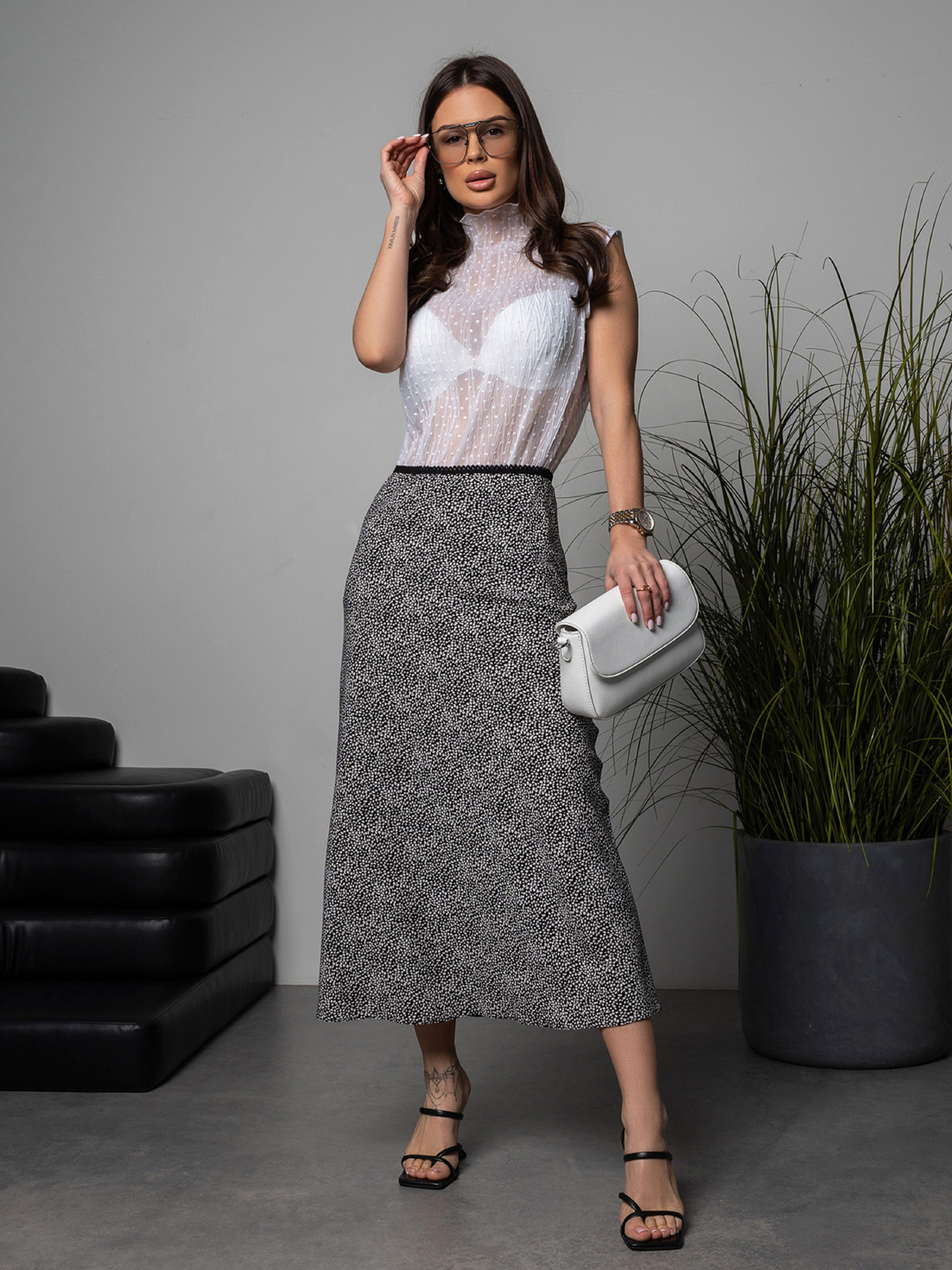 Юбка миди ISSA Plus модель 14681_мультиколор Фото