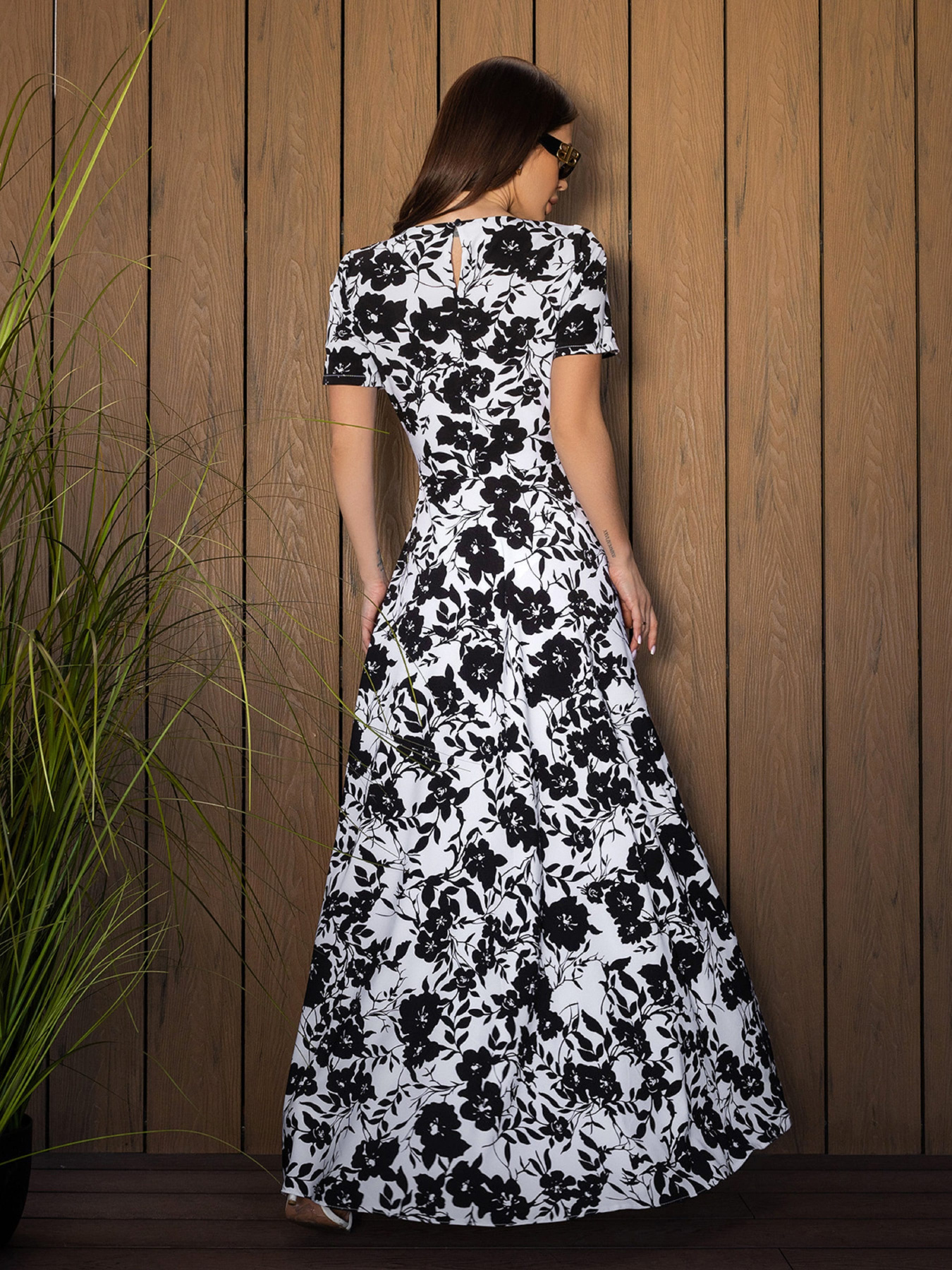 Платье макси ISSA Plus модель 14683_черный_белый Фото