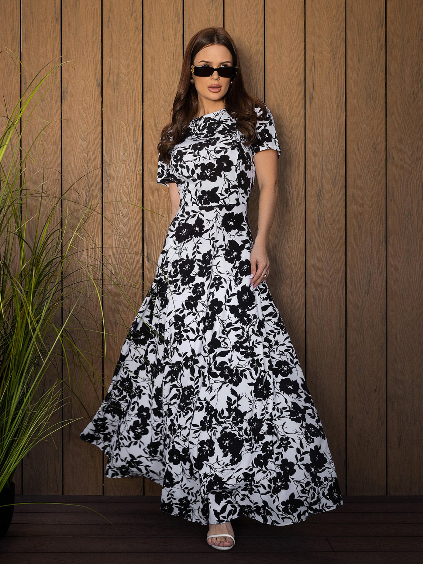 Платье макси ISSA Plus модель 14683_черный_белый Фото