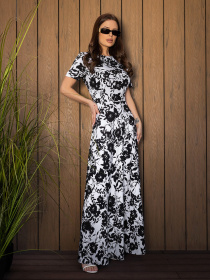 Платье макси ISSA Plus модель 14683_черный_белый Фото