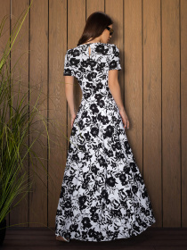 Платье макси ISSA Plus модель 14683_черный_белый Фото