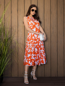 Платье миди ISSA Plus модель 14684_оранжевый Фото