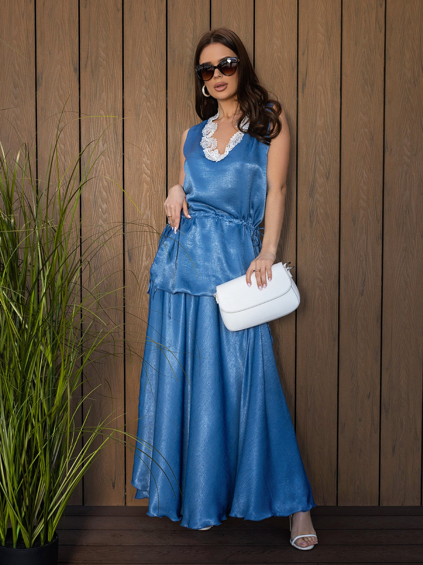 Повседневный костюм ISSA Plus модель 14689_голубой Фото