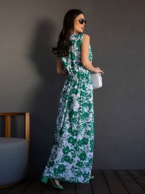 Платье макси ISSA Plus модель 14692_белый_зеленый Фото