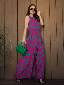 Сукня максі ISSA Plus модель 14693_3еленый_малиновый Фото