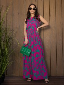 Сукня максі ISSA Plus модель 14693_3еленый_малиновый Фото