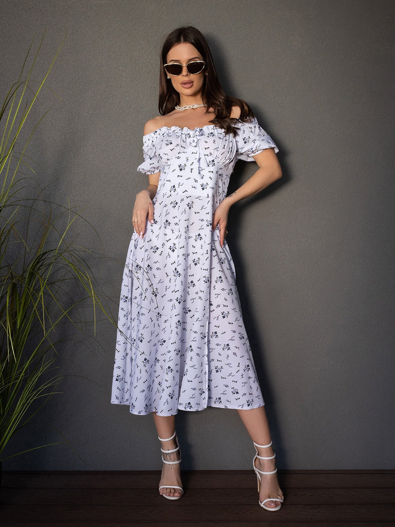 Сукня міді ISSA Plus модель SA-532_белый Фото