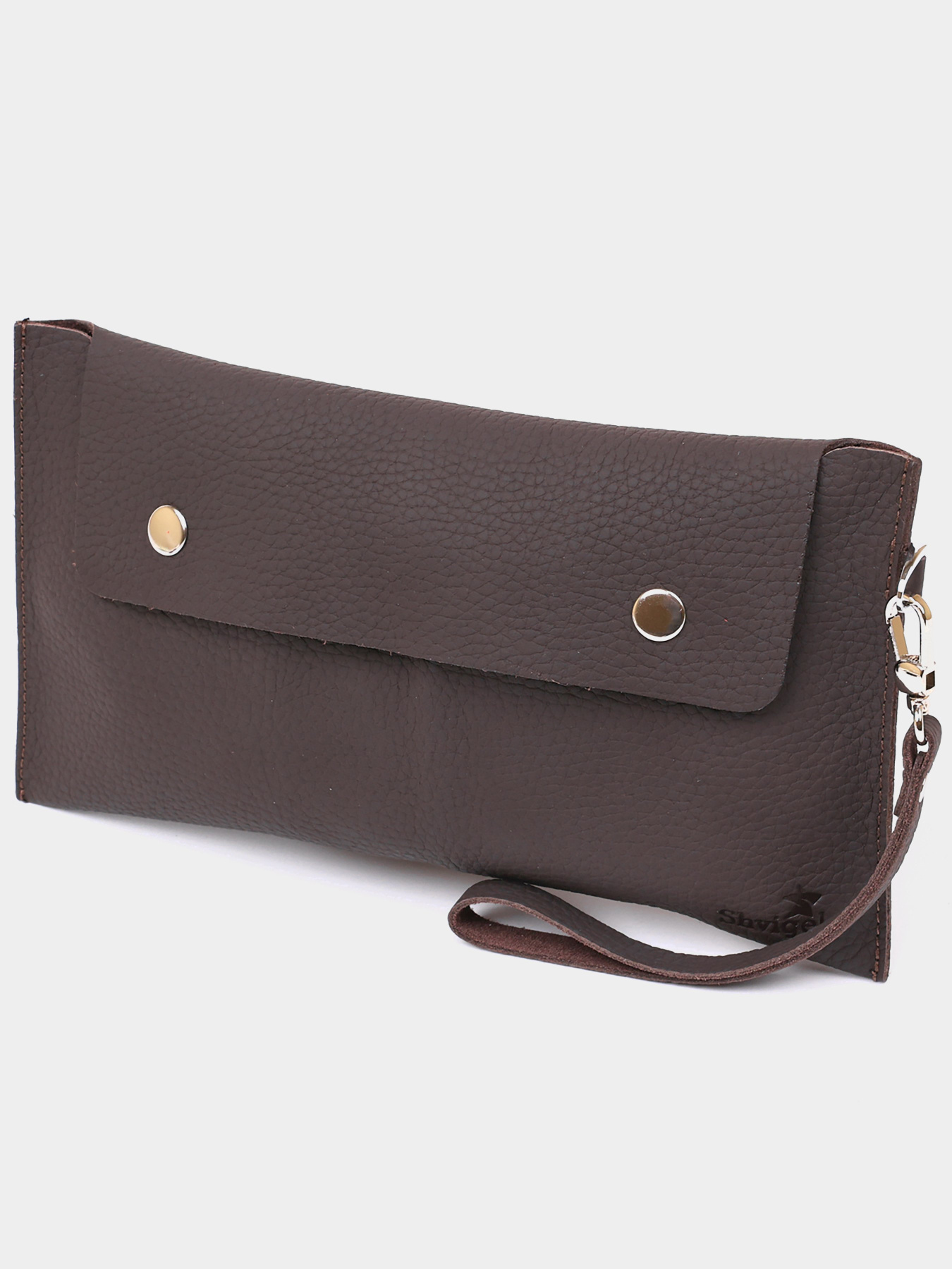 Кожаная матовая тревел-косметичка Shvigel Коричневый Shvigel модель bag24_16418 Фото