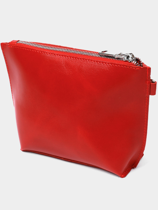 Женская глянцевая косметичка из натуральной кожи Shvigel Красный Shvigel модель bag24_16410 Фото