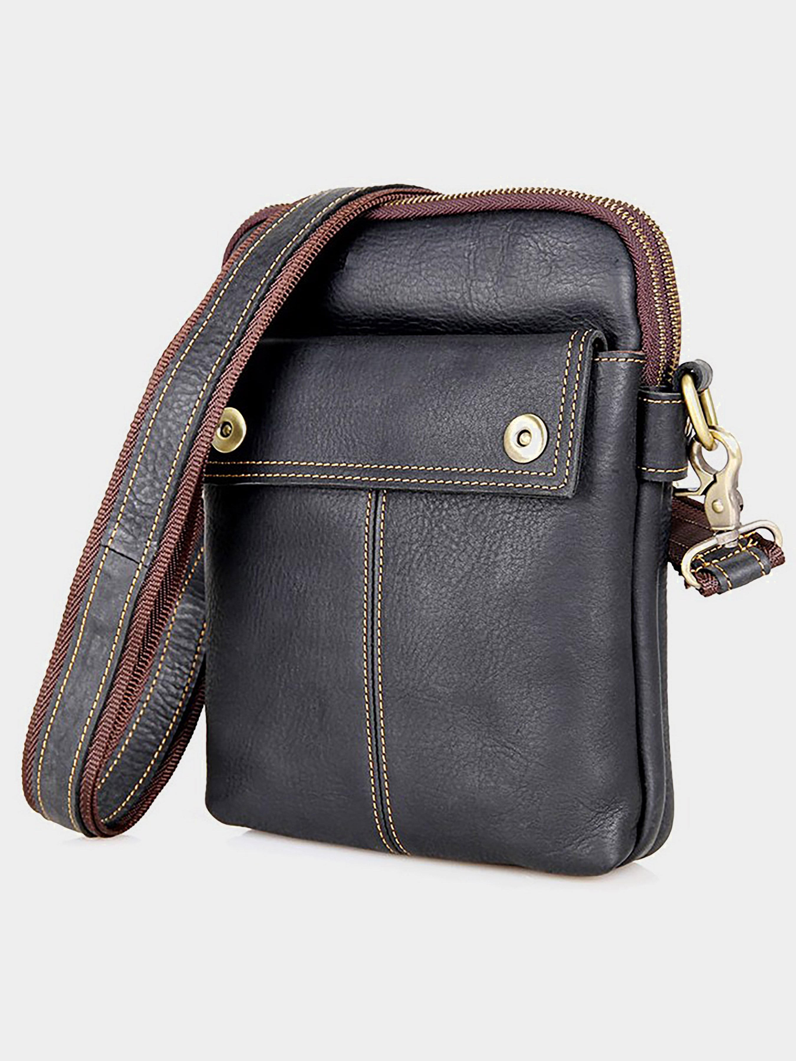 Vintage Мессенджер (bag24_14408) Чоловіче колір - Чорний матеріал - Шкіра