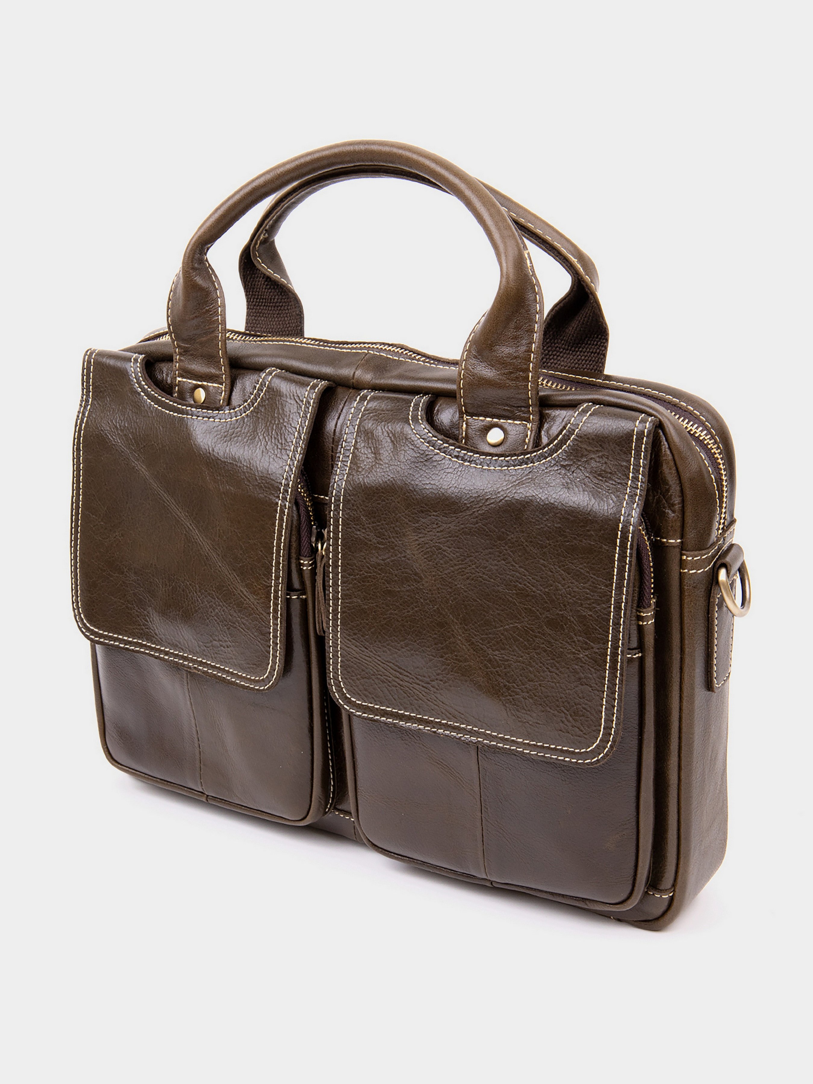 Vintage Сумка для ноутбука (bag24_20443) Унісекс колір - Коричневий матеріал - Шкіра