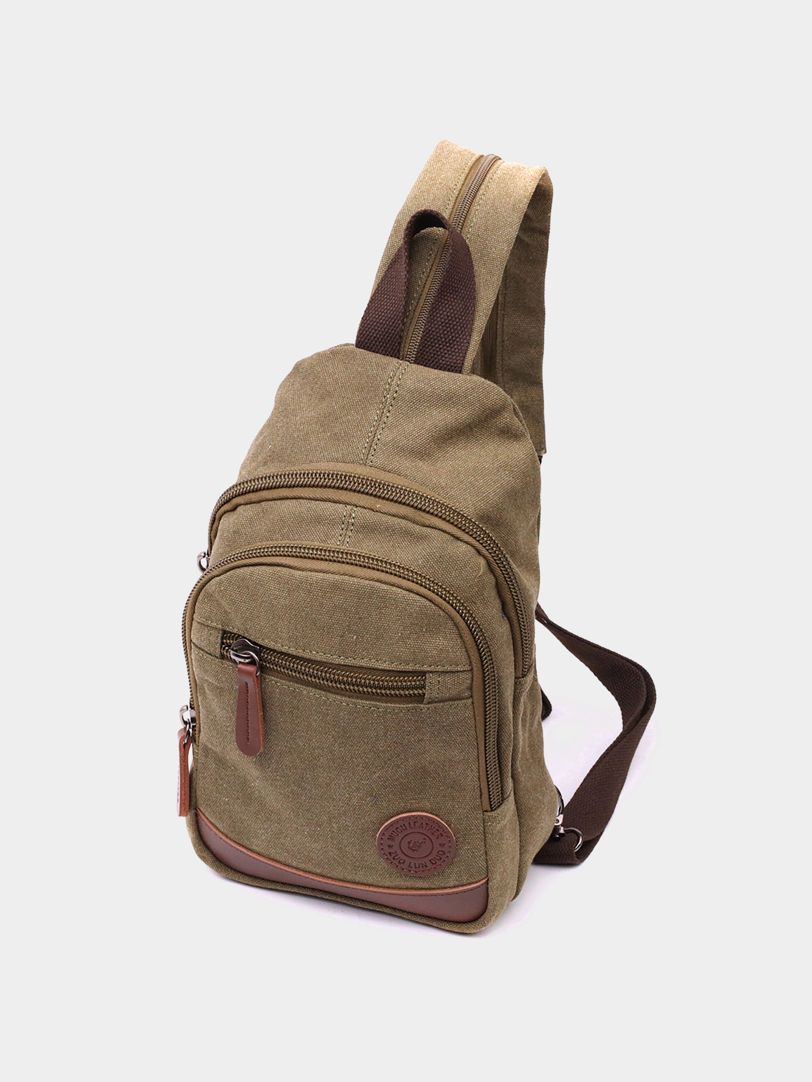 Vintage Повсякденний рюкзак (bag24_22174) Чоловіче колір - Оливковий матеріал - Текстиль