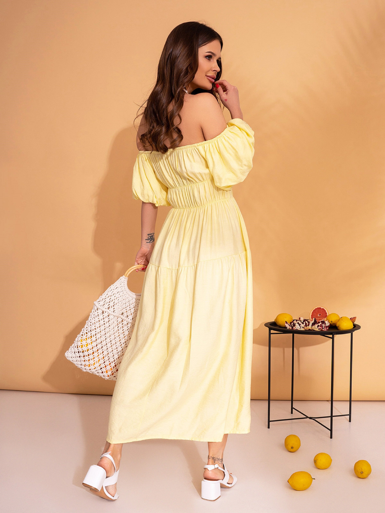 Сукня міді ISSA Plus модель SA-533_желтый Фото