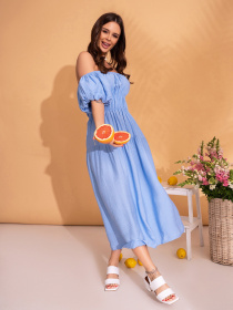 Платье миди ISSA Plus модель SA-533_голубой Фото