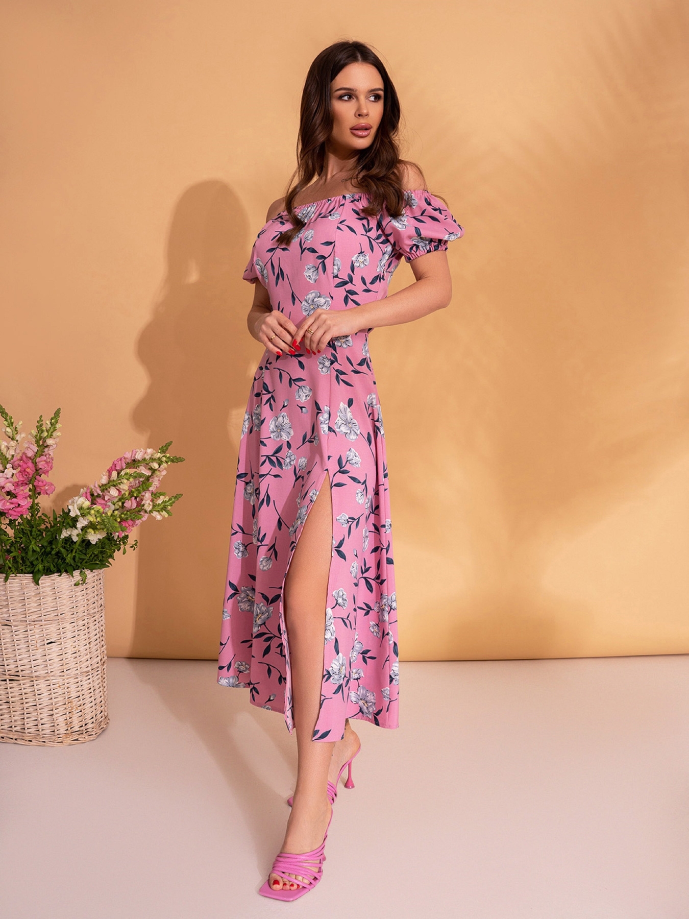 Платье миди ISSA Plus модель 13921_розовый Фото