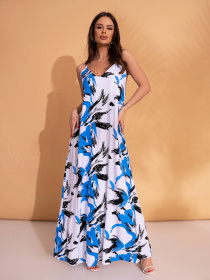 Сарафан ISSA Plus модель 14706_белый_голубой Сарафан ISSA Plus модель 14706_белый_голубой Фото