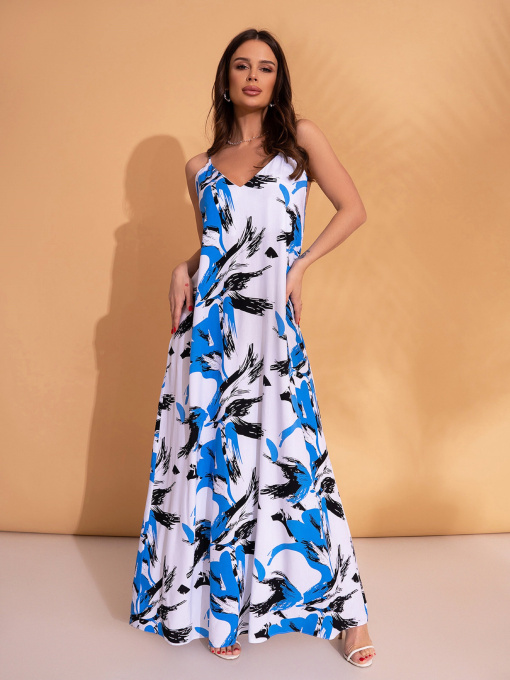 Сарафан ISSA Plus модель 14706_белый_голубой Фото