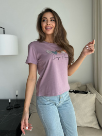 Футболка ISSA Plus модель WN20-632_сиреневый Футболка ISSA Plus модель WN20-632_сиреневый Фото