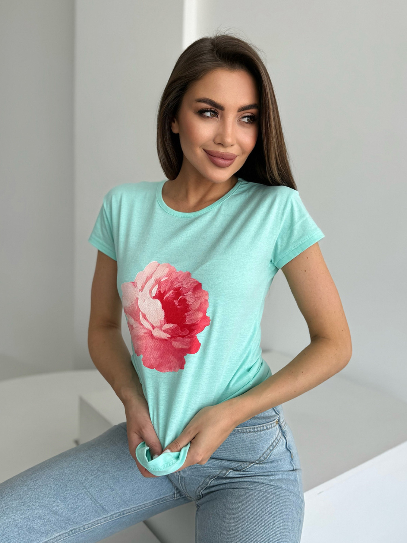 Футболка ISSA Plus модель WN20-629_бирюзовый Фото