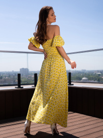 Платье миди ISSA Plus модель SA-522_желтый Платье миди ISSA Plus модель SA-522_желтый Фото