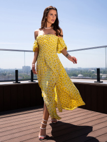 Сукня міді ISSA Plus модель SA-522_желтый Фото