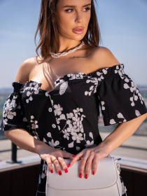 Платье миди ISSA Plus модель SA-537_черный Платье миди ISSA Plus модель SA-537_черный Фото