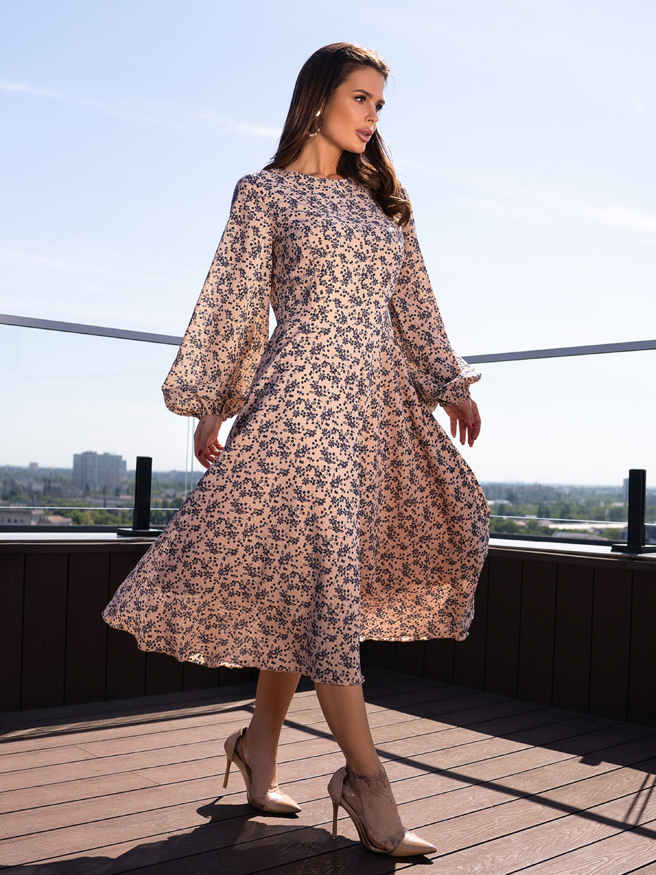 Платье миди ISSA Plus модель 14729_бежевый Фото