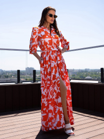 Платье макси ISSA Plus модель 14714_оранжевый Фото