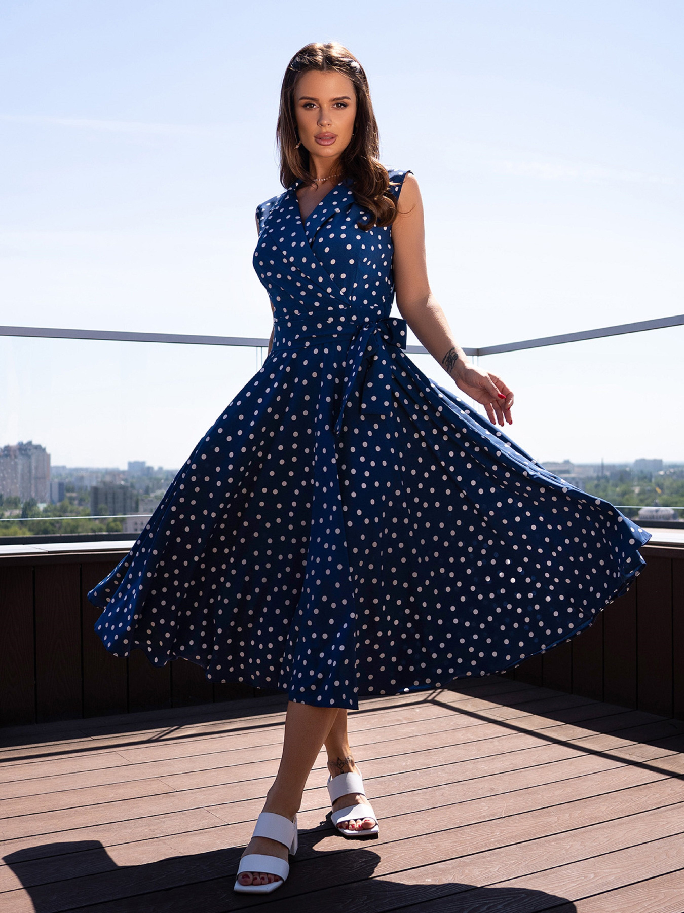 Платье миди ISSA Plus модель 14718_синий Платье миди ISSA Plus модель 14718_синий Фото