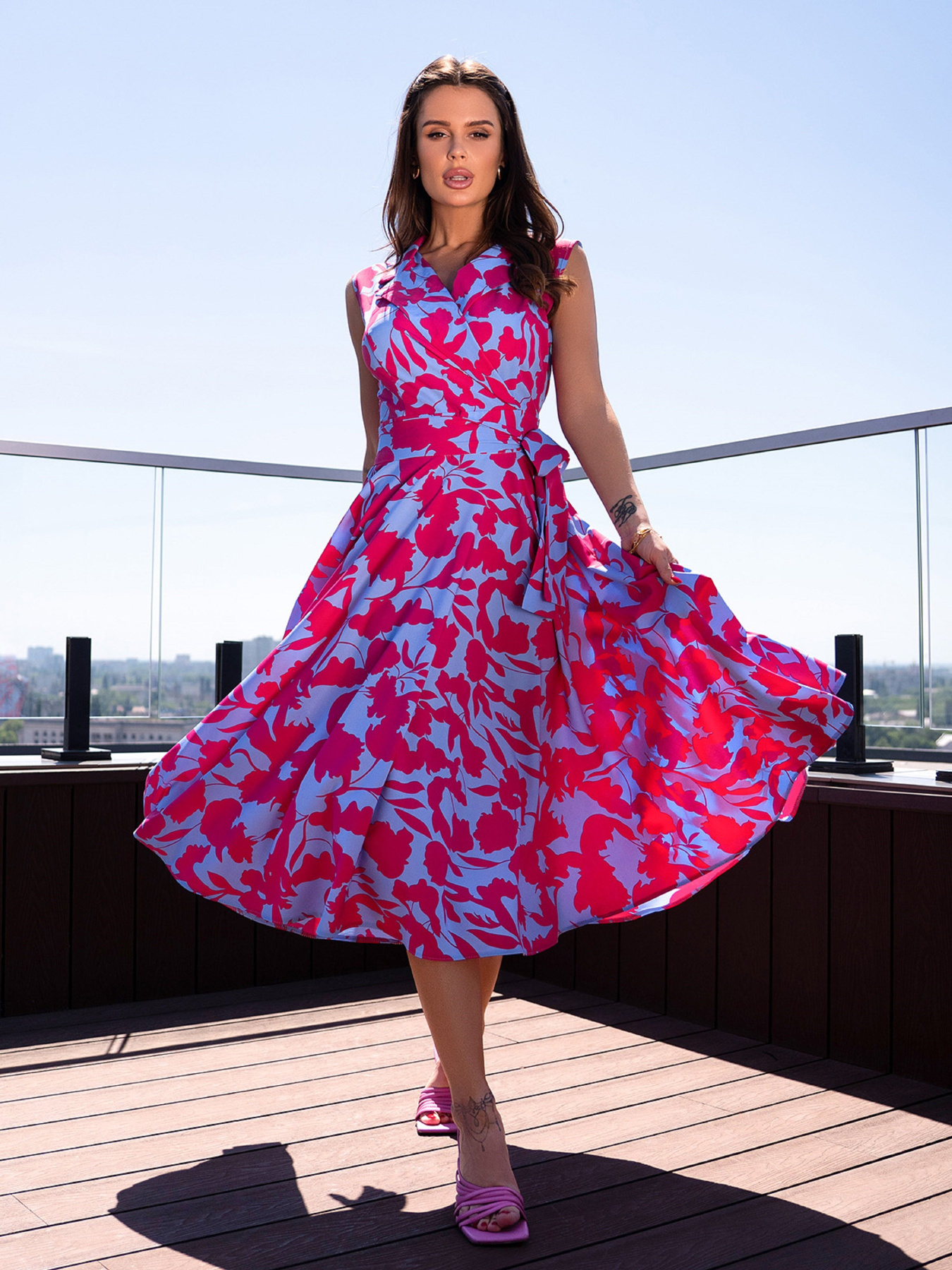 Платье миди ISSA Plus модель 14719_голубой Фото