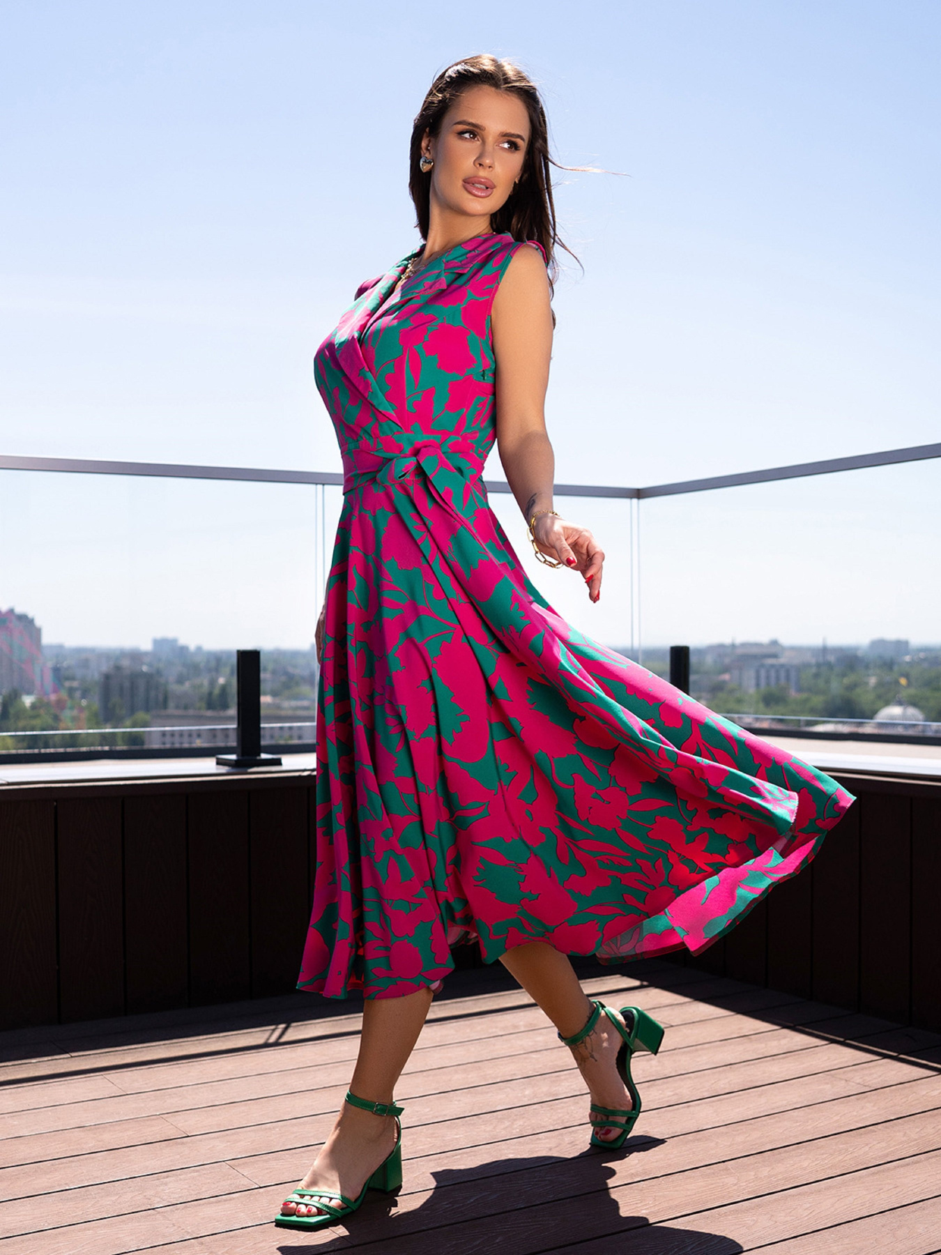 Платье миди ISSA Plus модель 14719_зеленый Фото